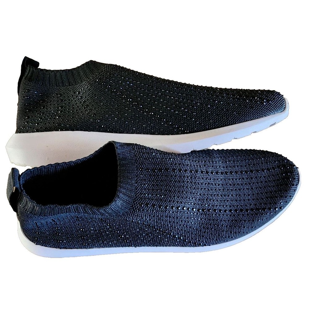 Cynthia Rowley Anthropologie Black Knit Slip On Studded Sneaker Size 10